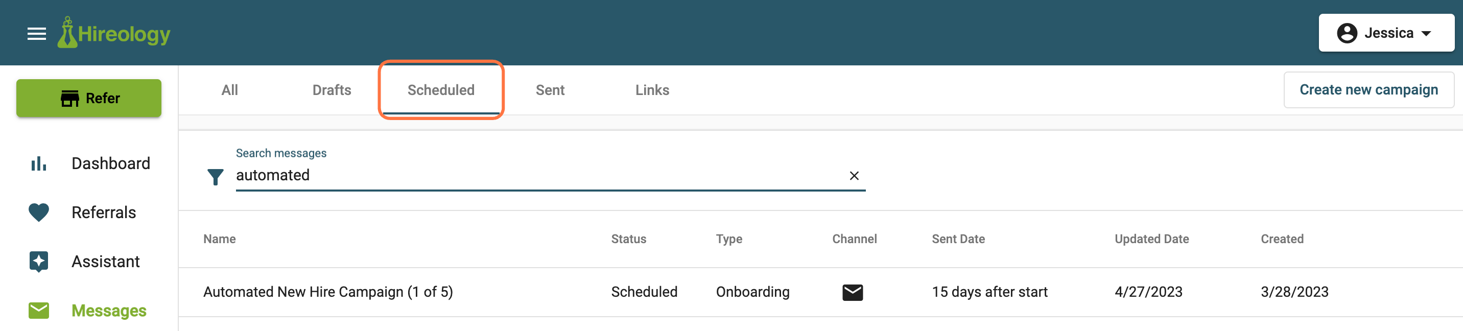 Click on Scheduled