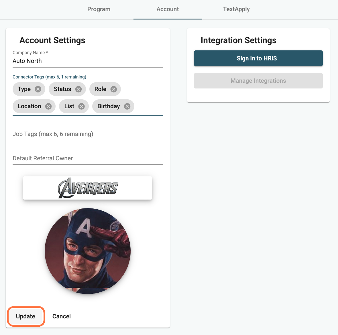 Click on Update